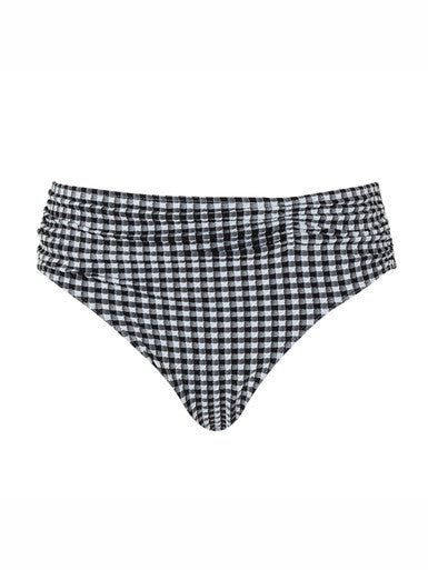 Panache Olivia Gathered Midi Bikini Brief - Black Gingham