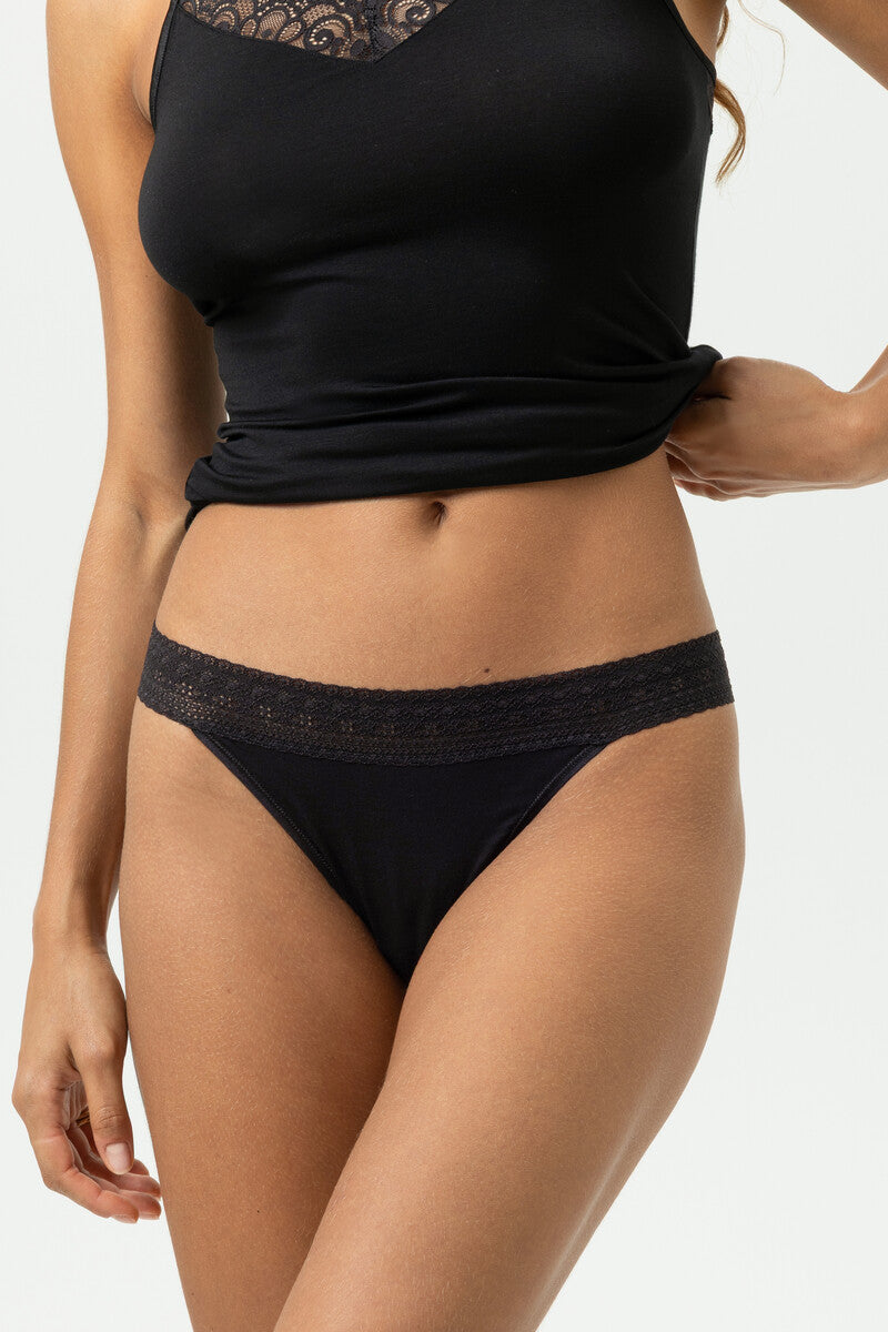 Mey Modal Lace Thong - Black