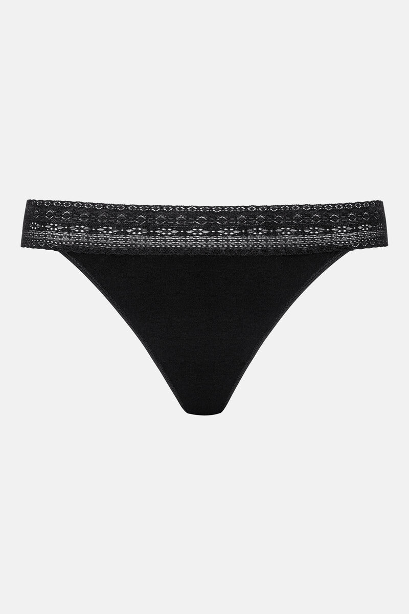 Mey Modal Lace Thong - Black