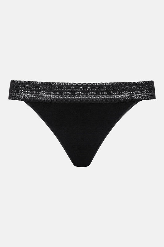 Mey Modal Lace Thong - Black