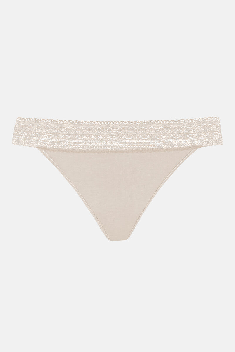 Mey Modal Lace Thong - Beige