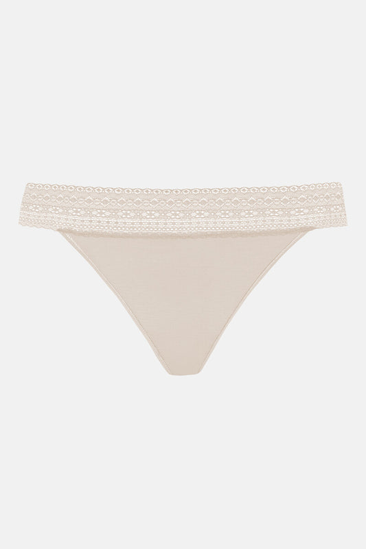Mey Modal Lace Thong - Beige