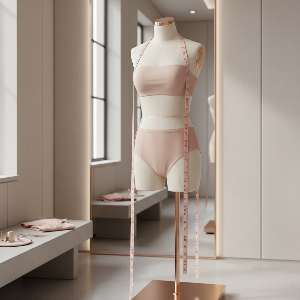 Modern measuring tape with mannequin